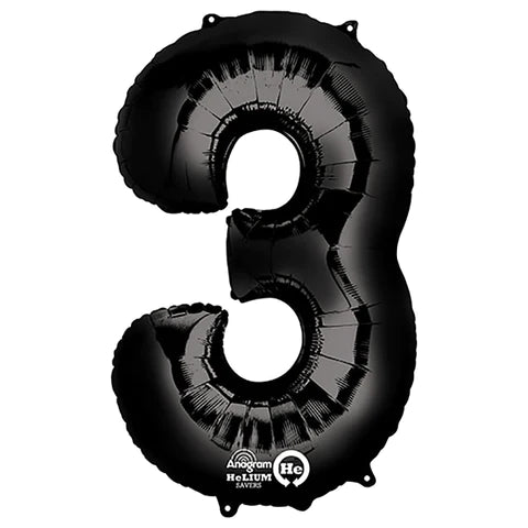 34" Number 3 Black