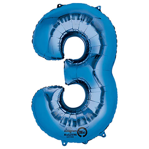 34" Number 3 Blue