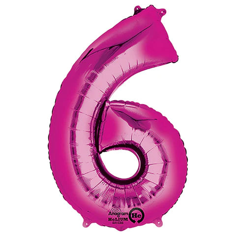 34" Number 6 Hot Pink