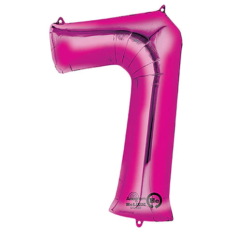 34" Number 7 Hot Pink