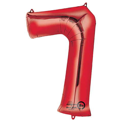 34" Number 7 Red