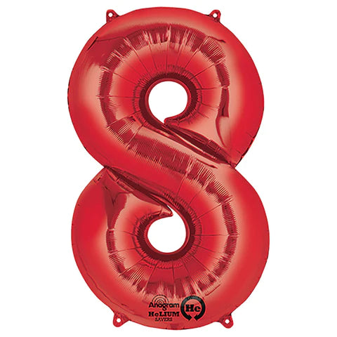 34" Number 8 Red