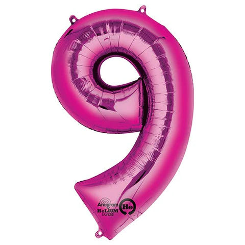 34" Number 9 Hot Pink